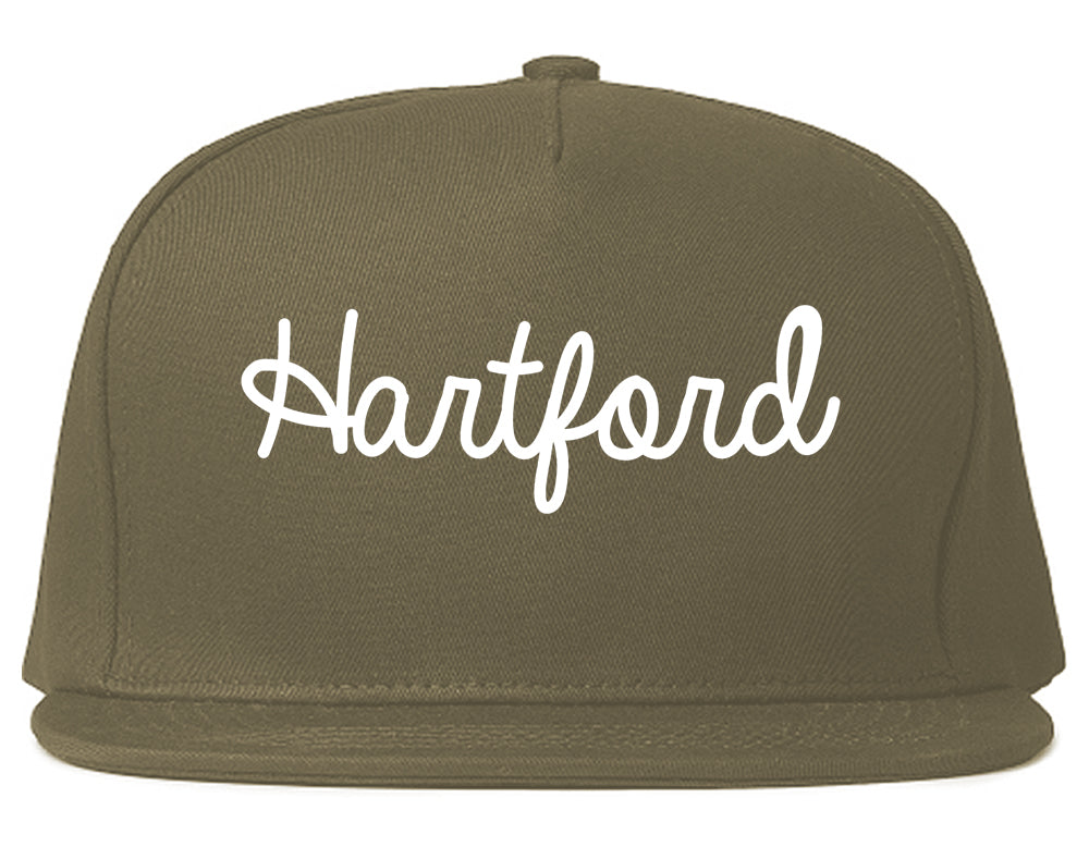 Hartford Connecticut CT Script Mens Snapback Hat Grey