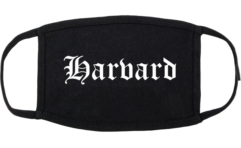 Harvard Illinois IL Old English Cotton Face Mask Black