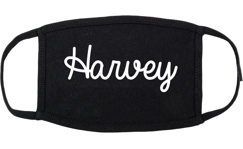 Harvey Illinois IL Script Cotton Face Mask Black