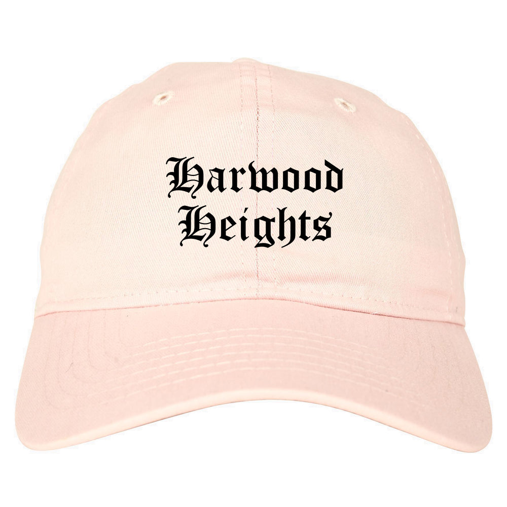 Harwood Heights Illinois IL Old English Mens Dad Hat Baseball Cap Pink