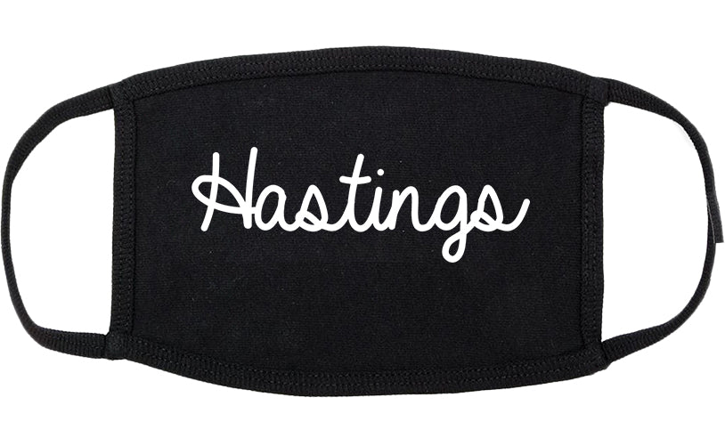 Hastings Michigan MI Script Cotton Face Mask Black