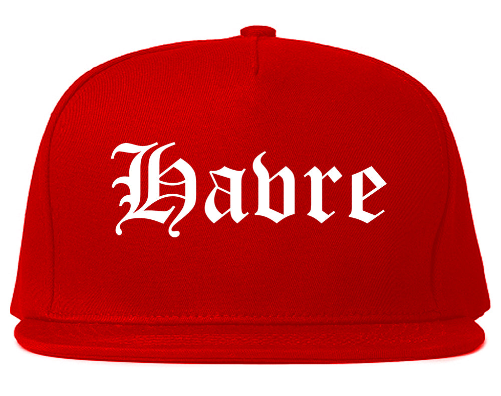 Havre Montana MT Old English Mens Snapback Hat Red