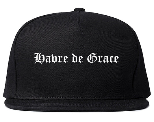 Havre de Grace Maryland MD Old English Mens Snapback Hat Black