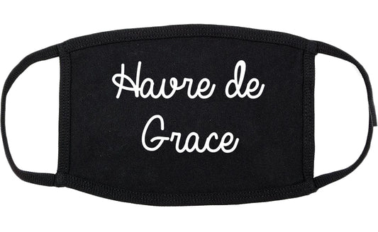 Havre de Grace Maryland MD Script Cotton Face Mask Black
