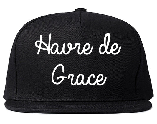 Havre de Grace Maryland MD Script Mens Snapback Hat Black