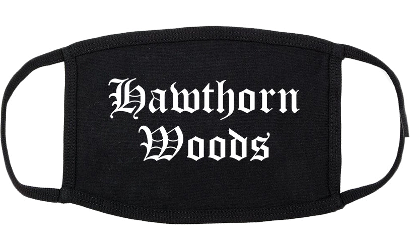Hawthorn Woods Illinois IL Old English Cotton Face Mask Black