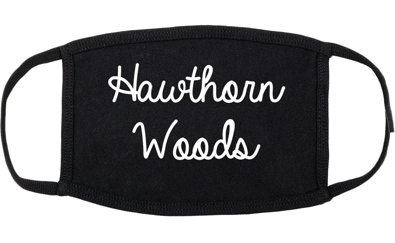 Hawthorn Woods Illinois IL Script Cotton Face Mask Black