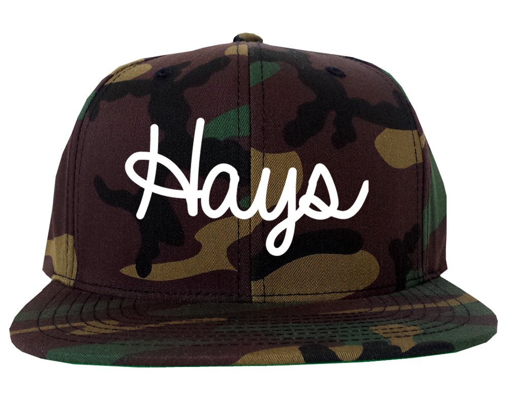 Hays Kansas KS Script Mens Snapback Hat Army Camo