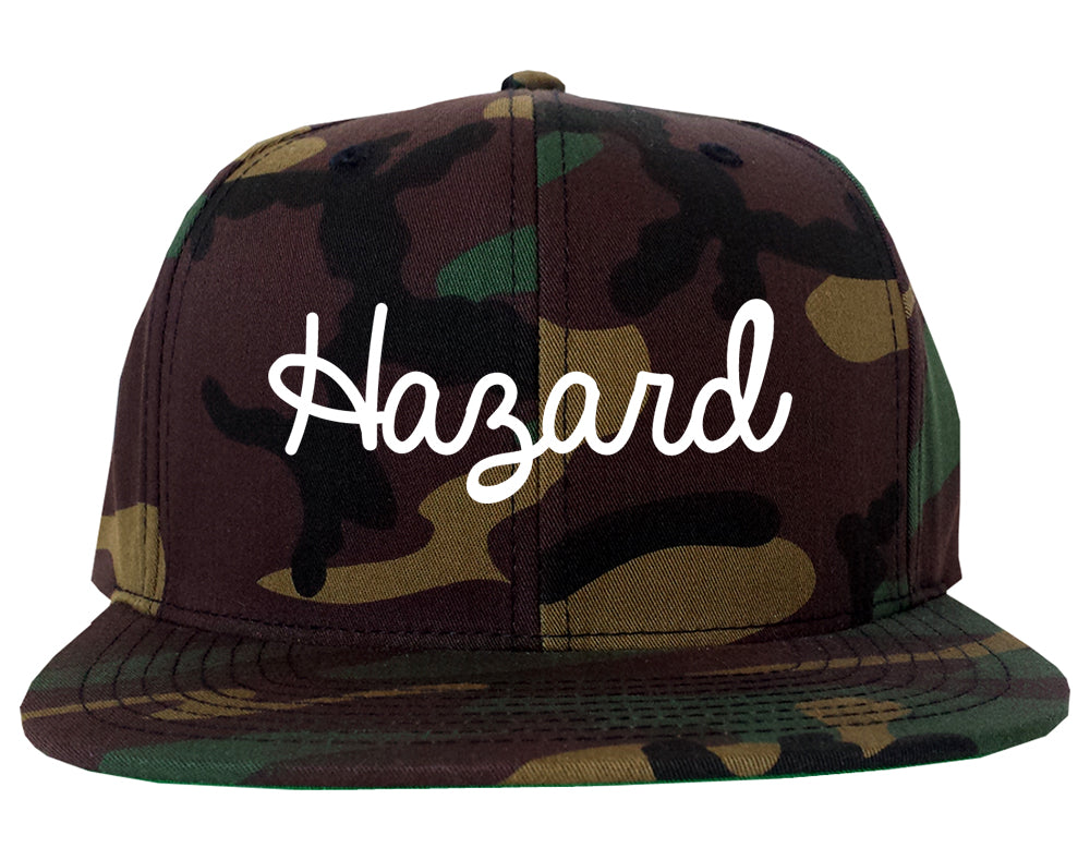 Hazard Kentucky KY Script Mens Snapback Hat Army Camo