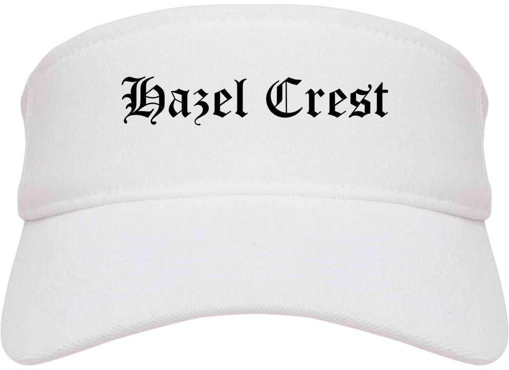 Hazel Crest Illinois IL Old English Mens Visor Cap Hat White