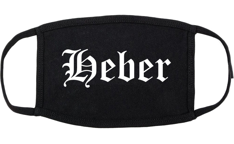 Heber Utah UT Old English Cotton Face Mask Black