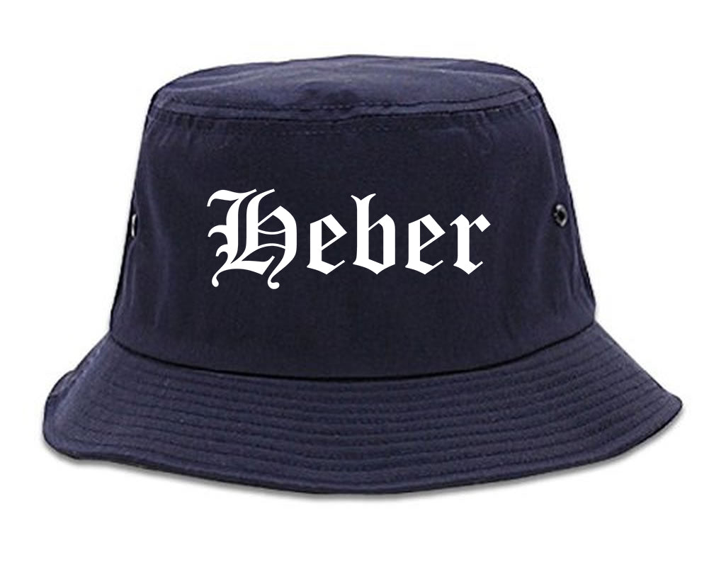 Heber Utah UT Old English Mens Bucket Hat Navy Blue