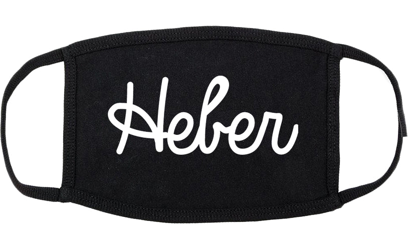 Heber Utah UT Script Cotton Face Mask Black