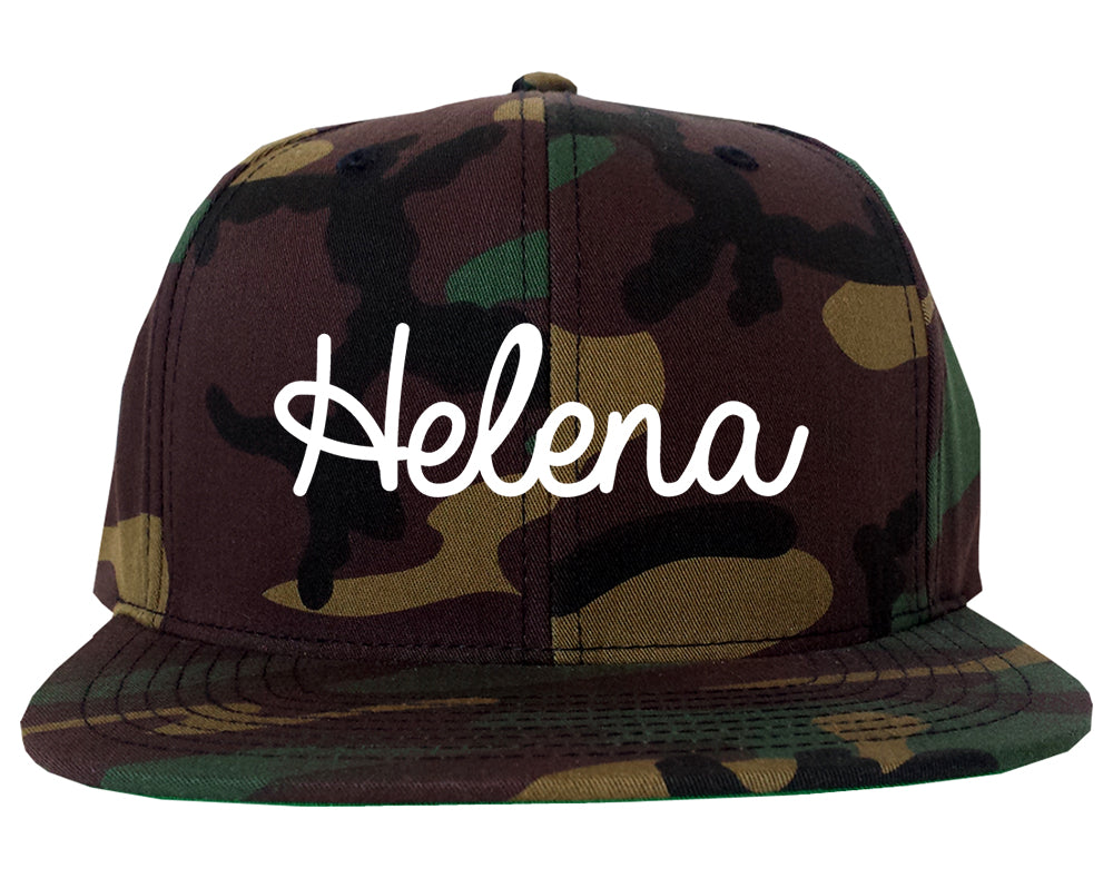 Helena Alabama AL Script Mens Snapback Hat Army Camo