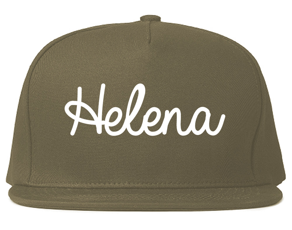 Helena Montana MT Script Mens Snapback Hat Grey