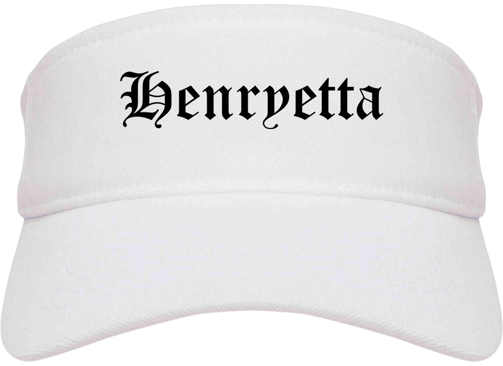 Henryetta Oklahoma OK Old English Mens Visor Cap Hat White