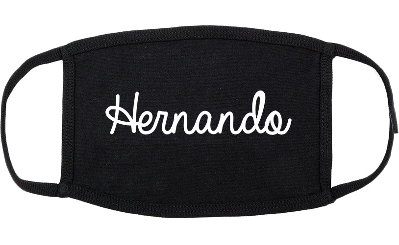 Hernando Mississippi MS Script Cotton Face Mask Black