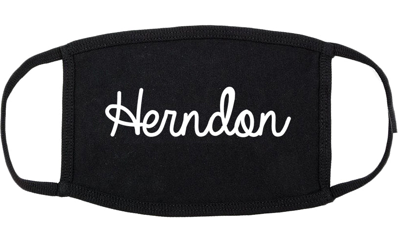 Herndon Virginia VA Script Cotton Face Mask Black