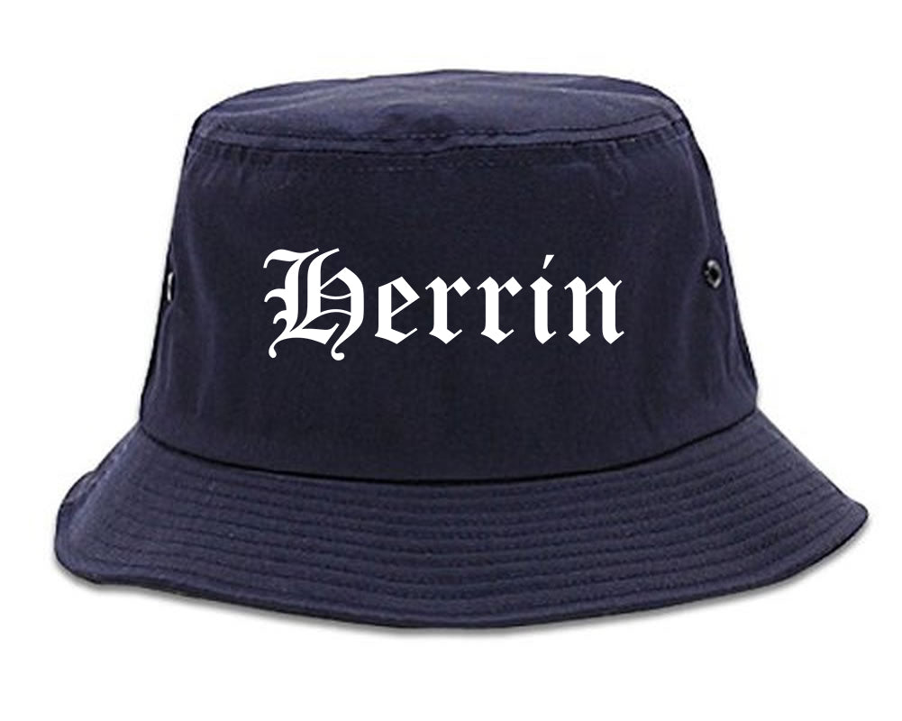 Herrin Illinois IL Old English Mens Bucket Hat Navy Blue