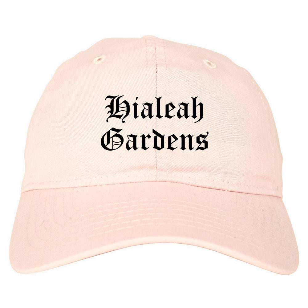 Hialeah Gardens Florida FL Old English Mens Dad Hat Baseball Cap Pink