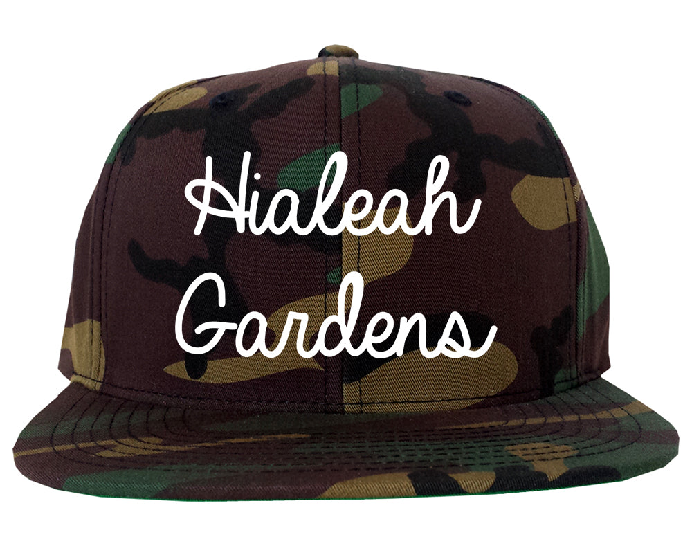 Hialeah Gardens Florida FL Script Mens Snapback Hat Army Camo