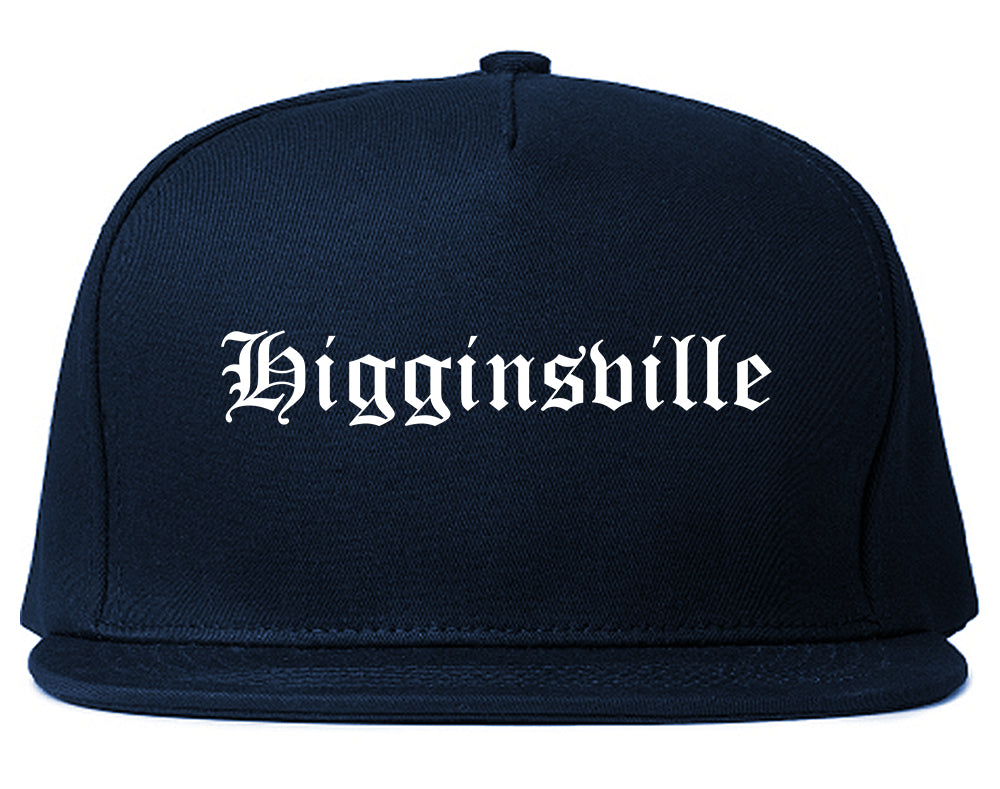 Higginsville Missouri MO Old English Mens Snapback Hat Navy Blue