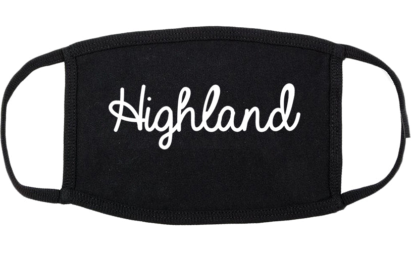 Highland Indiana IN Script Cotton Face Mask Black