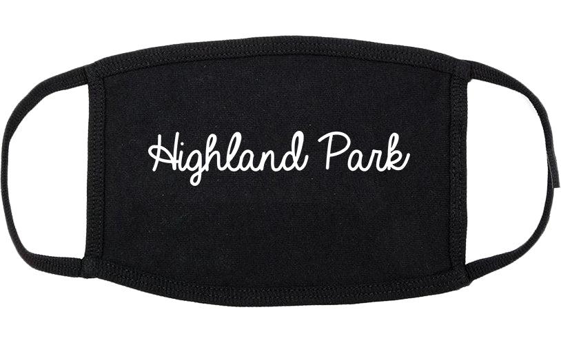 Highland Park Michigan MI Script Cotton Face Mask Black
