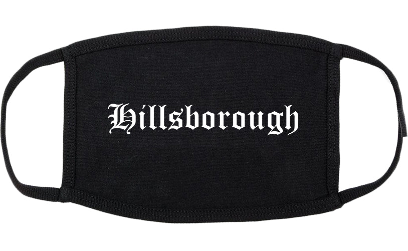 Hillsborough California CA Old English Cotton Face Mask Black