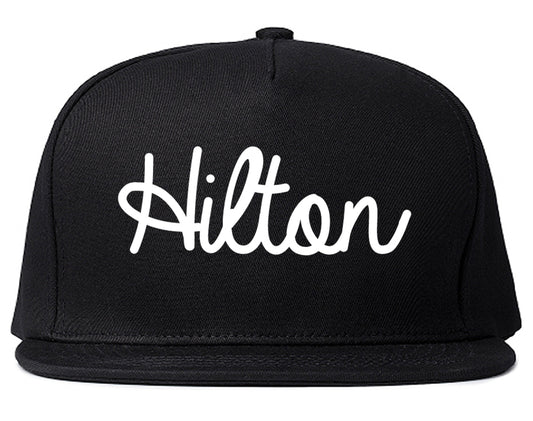 Hilton New York NY Script Mens Snapback Hat Black