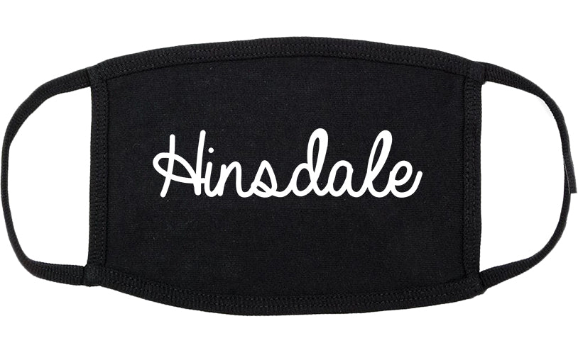Hinsdale Illinois IL Script Cotton Face Mask Black
