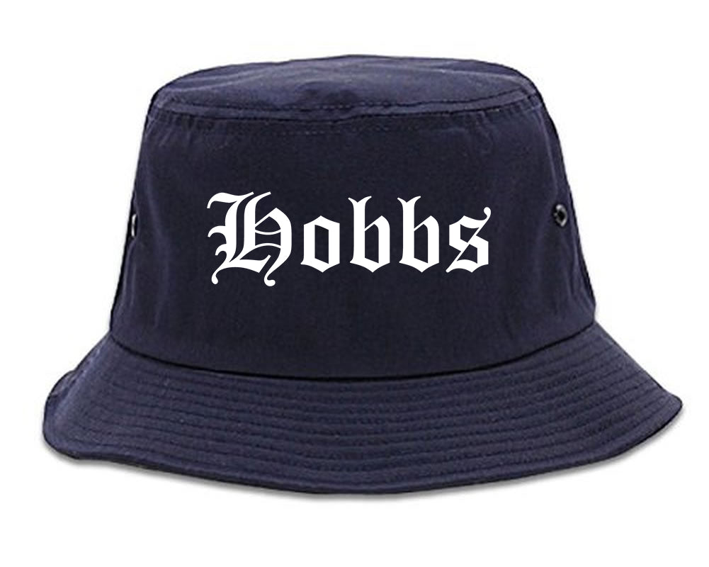 Hobbs New Mexico NM Old English Mens Bucket Hat Navy Blue