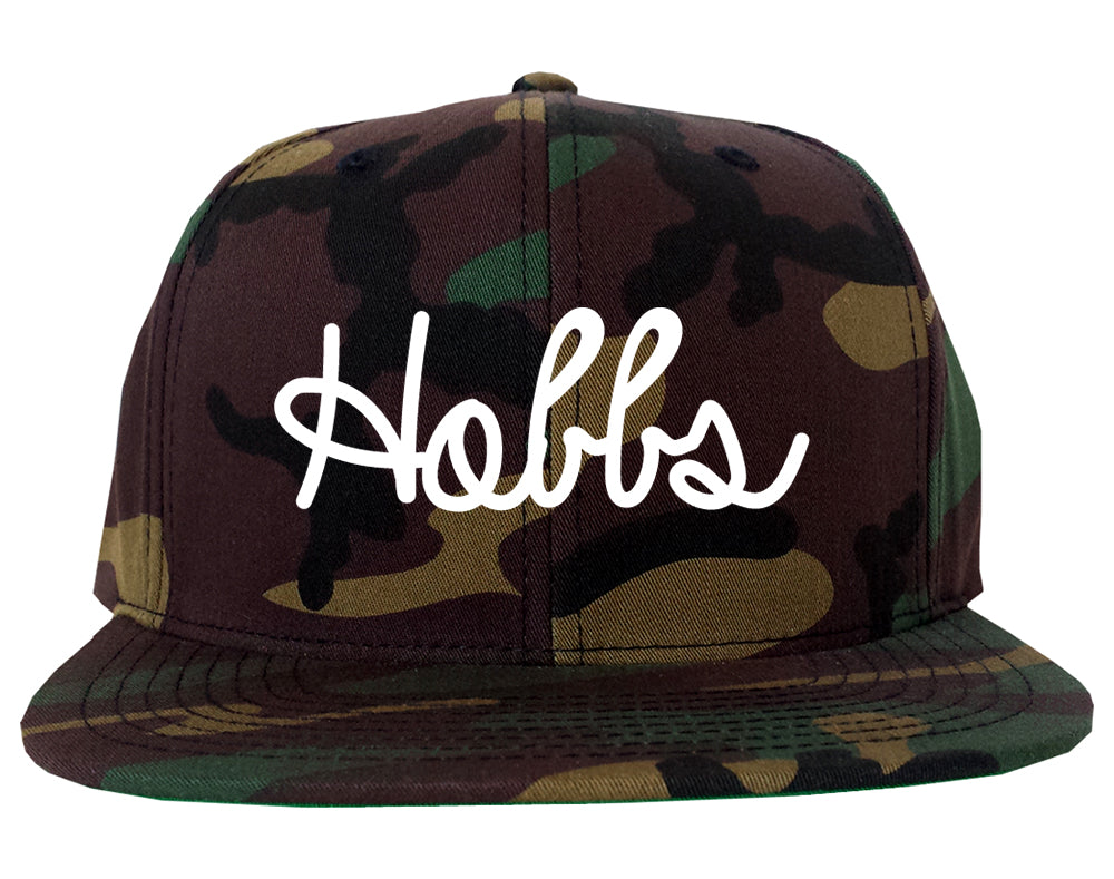 Hobbs New Mexico NM Script Mens Snapback Hat Army Camo