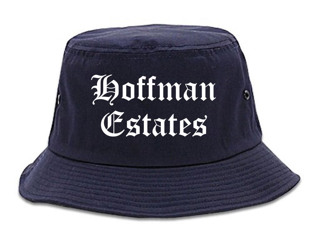 Hoffman Estates Illinois IL Old English Mens Bucket Hat Navy Blue