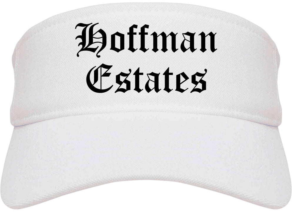 Hoffman Estates Illinois IL Old English Mens Visor Cap Hat White