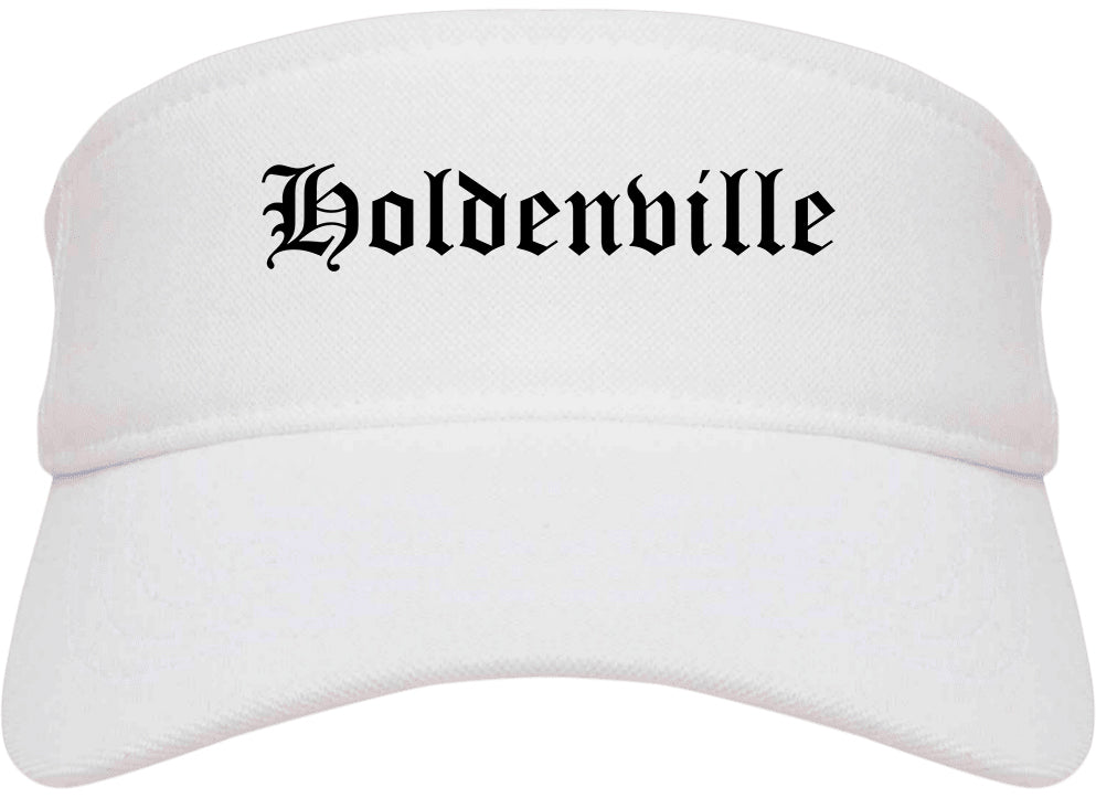 Holdenville Oklahoma OK Old English Mens Visor Cap Hat White
