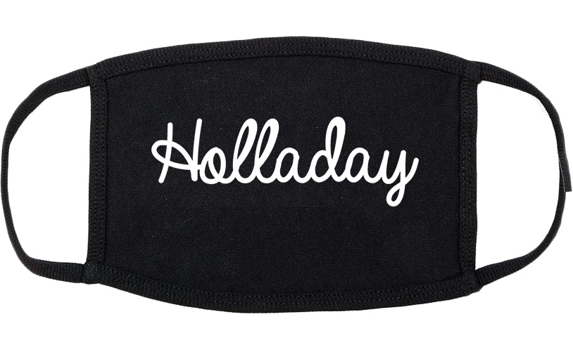 Holladay Utah UT Script Cotton Face Mask Black