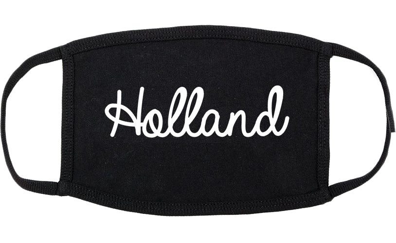 Holland Michigan MI Script Cotton Face Mask Black