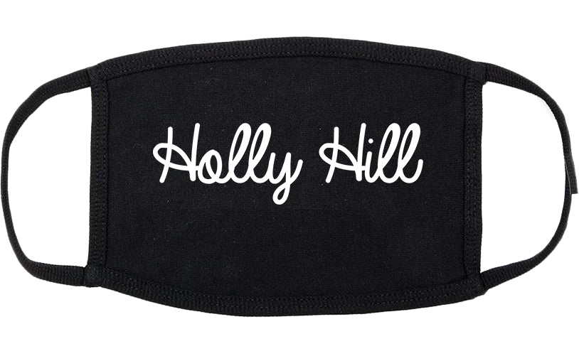 Holly Hill Florida FL Script Cotton Face Mask Black