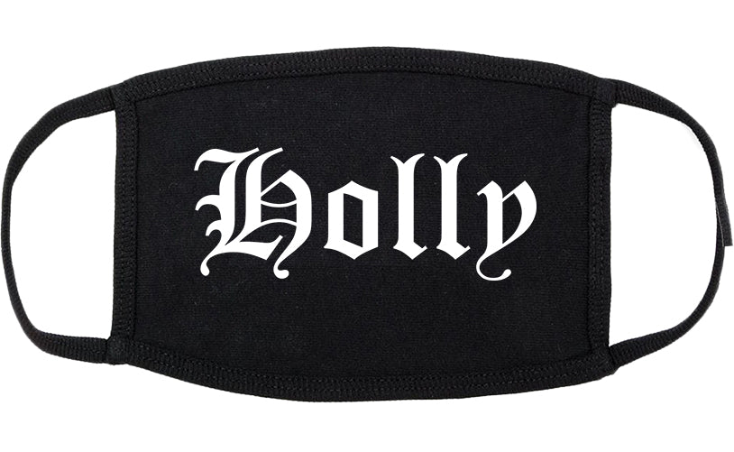 Holly Michigan MI Old English Cotton Face Mask Black