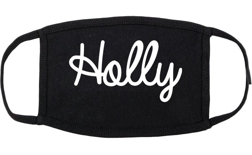 Holly Michigan MI Script Cotton Face Mask Black