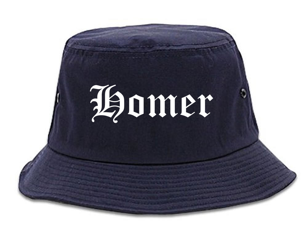 Homer Alaska AK Old English Mens Bucket Hat Navy Blue
