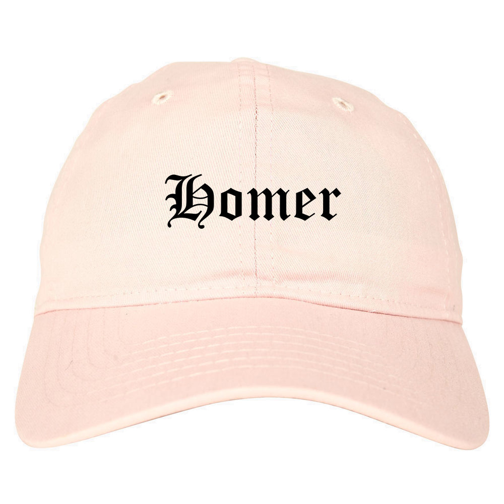 Homer Alaska AK Old English Mens Dad Hat Baseball Cap Pink