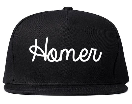 Homer Alaska AK Script Mens Snapback Hat Black