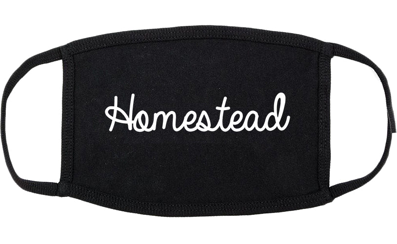 Homestead Florida FL Script Cotton Face Mask Black