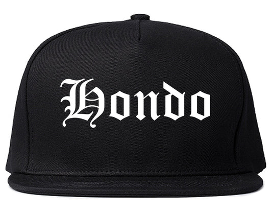 Hondo Texas TX Old English Mens Snapback Hat Black