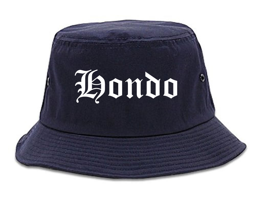 Hondo Texas TX Old English Mens Bucket Hat Navy Blue