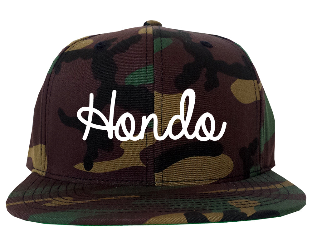 Hondo Texas TX Script Mens Snapback Hat Army Camo