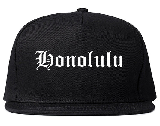 Honolulu Hawaii HI Old English Mens Snapback Hat Black