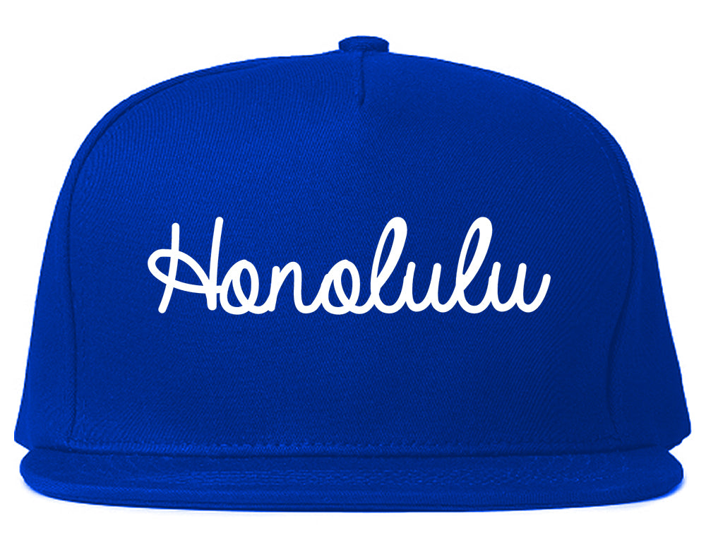 Honolulu Hawaii HI Script Mens Snapback Hat Royal Blue